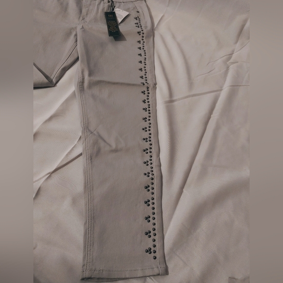 NWOT DG2 Diane Gilman Gray Studded Pants sz 12P - Picture 3 of 7
